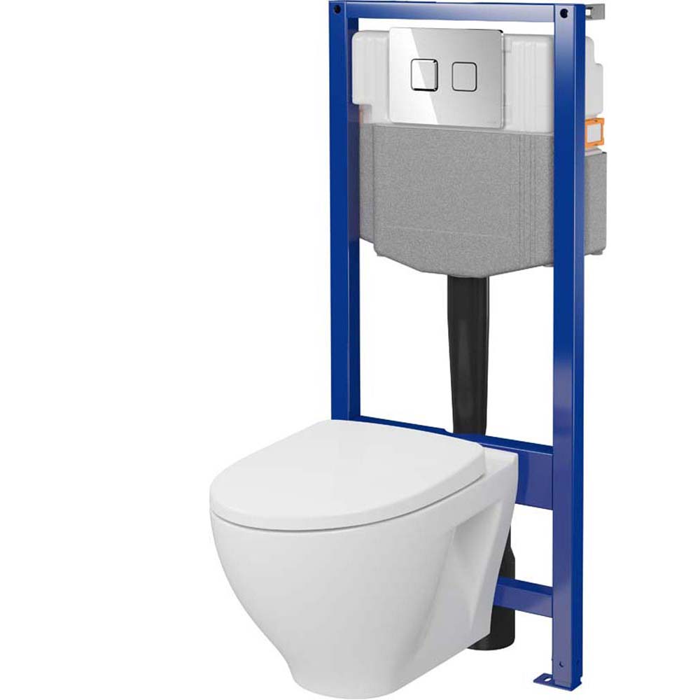 CERSANIT SYSTEM 50 PNEU podomítková sada SAVIO mísa, sedátko, knoflík ACCENTO chrom S701-956