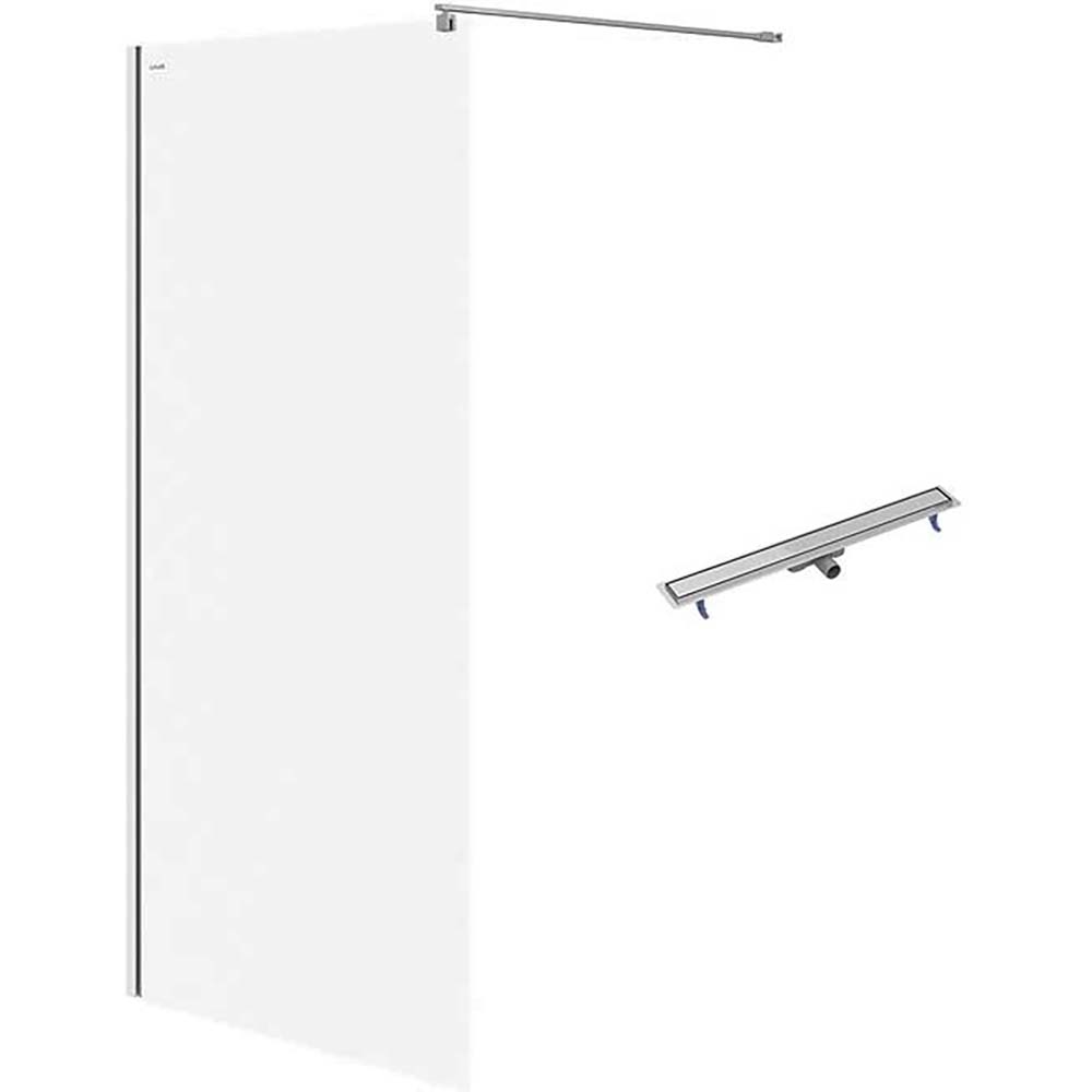 CERSANIT Walk-in sprchový kout MILLE chrom 100x200 lineární vtok TAKO 90 ocel S601-247