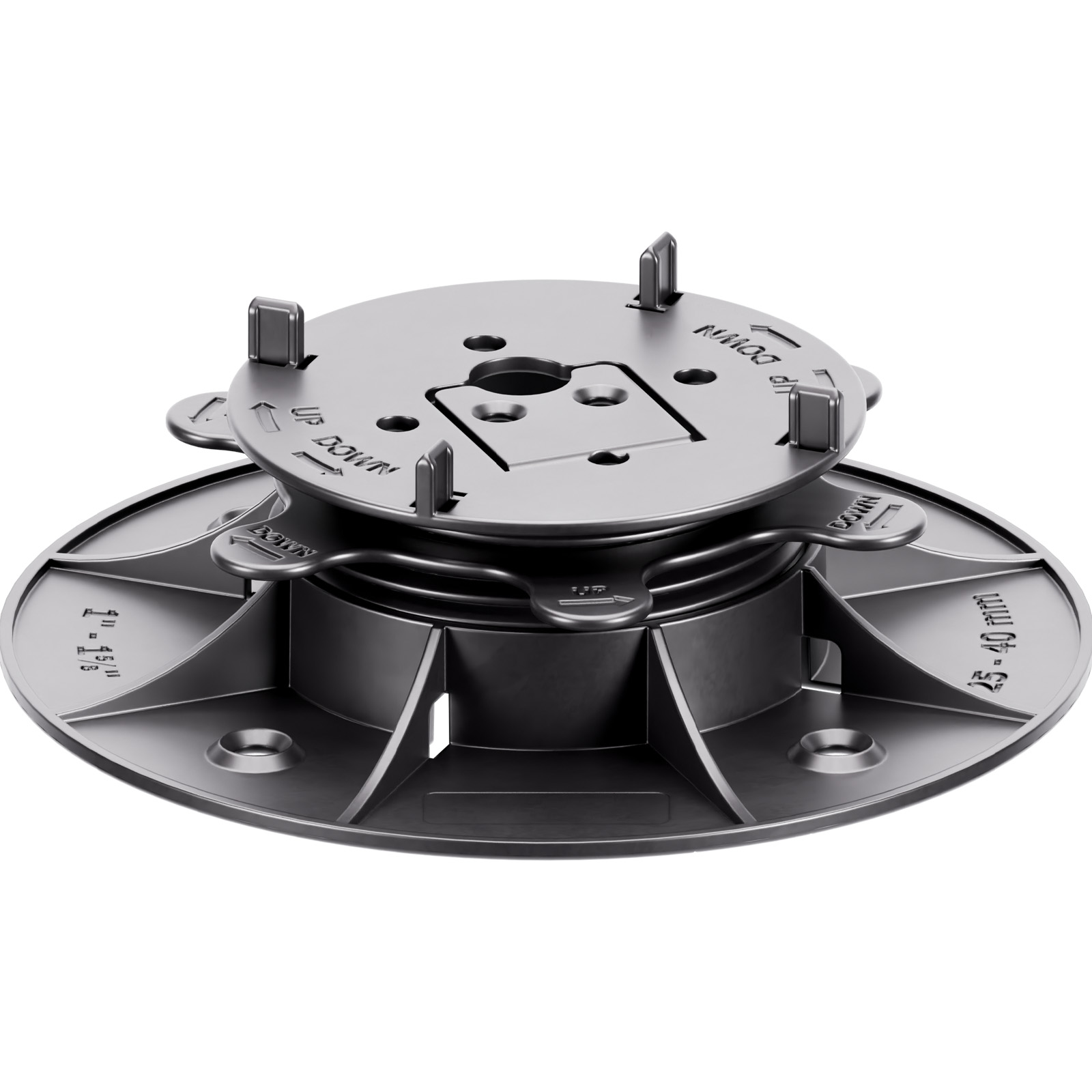 Nastavitelná podložka CLEVER LEVEL 25–40 mm pro odvětrávané terasy, spára 3 mm