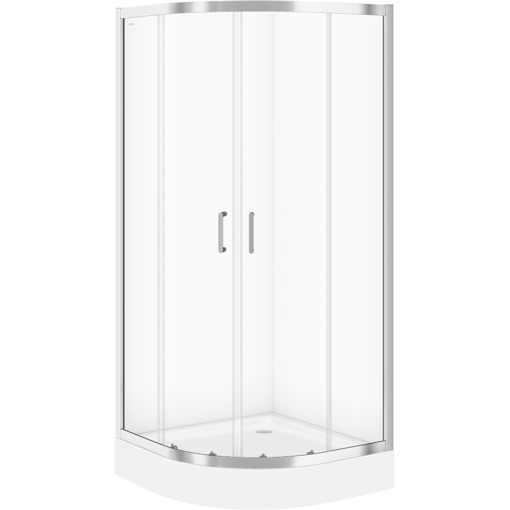 CERSANIT Set: Půlkruhový sprchový kout ZIP chrom 90x190 + sprchová vanička TAKO 90x16 S601-110