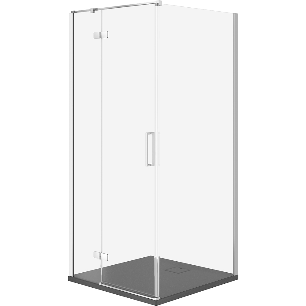 CERSANIT JOTA sprchový kout levý chrom 80x80 se sprchovou vaničkou TAKO slim šedý matný S601-143