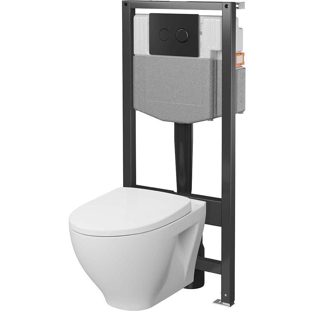CERSANIT SYSTEM 50 pneumatická podomítková sada, mísa NIKO, deska, černé tlačítko S4013-002 CERSANIT SYSTEM 50 pneumatická podomítková sada, mísa NIKO, deska, černé tlačítko S4013-002