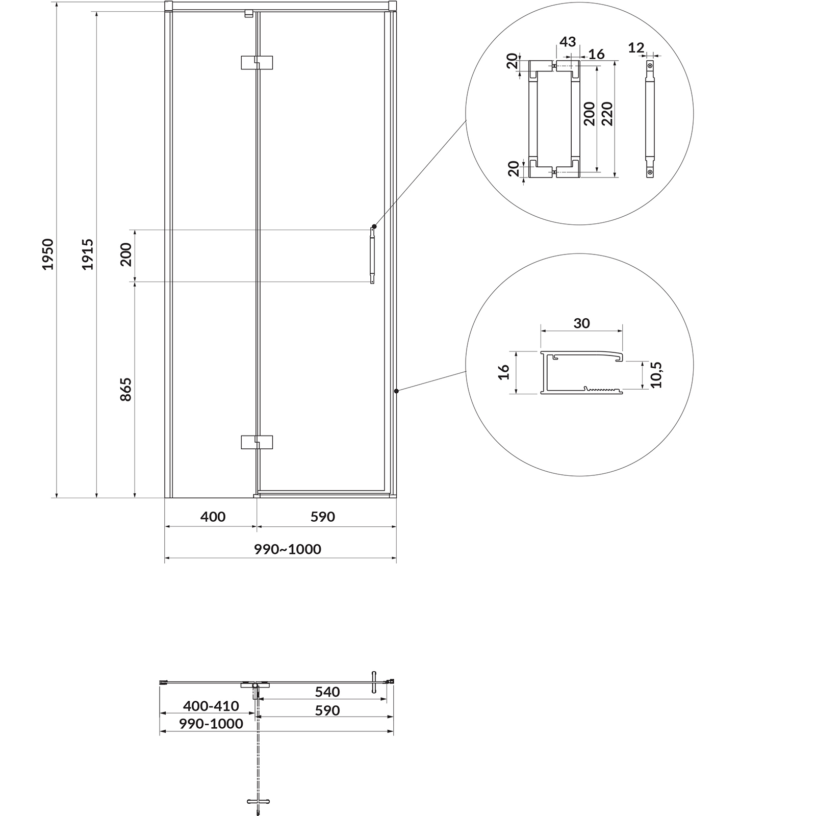 CERSANIT Hranatý sprchový kout LARGA zlatý, levý, 100x80 čiré sklo S601-469 CERSANIT Hranatý sprchový kout LARGA zlatý, levý, 100x80 čiré sklo S601-469