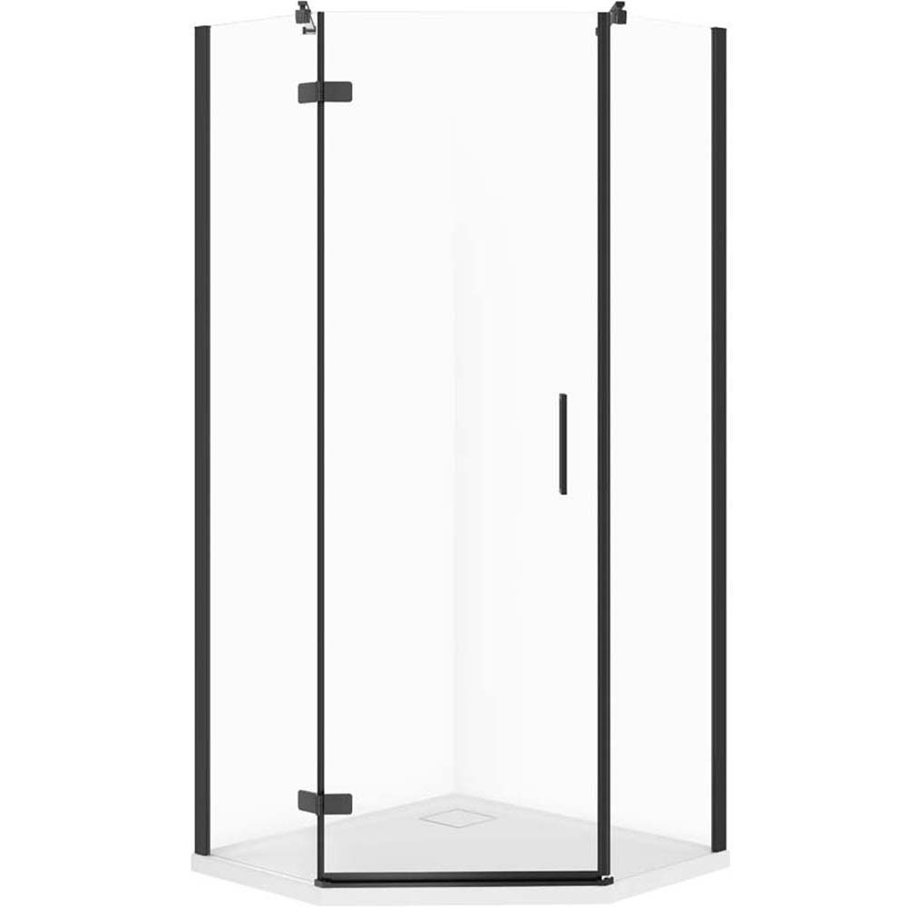 CERSANIT JOTA sprchový kout pětiúhelníkový levý černý 80x80 se sprchovou vaničkou TAKO slim S601-162