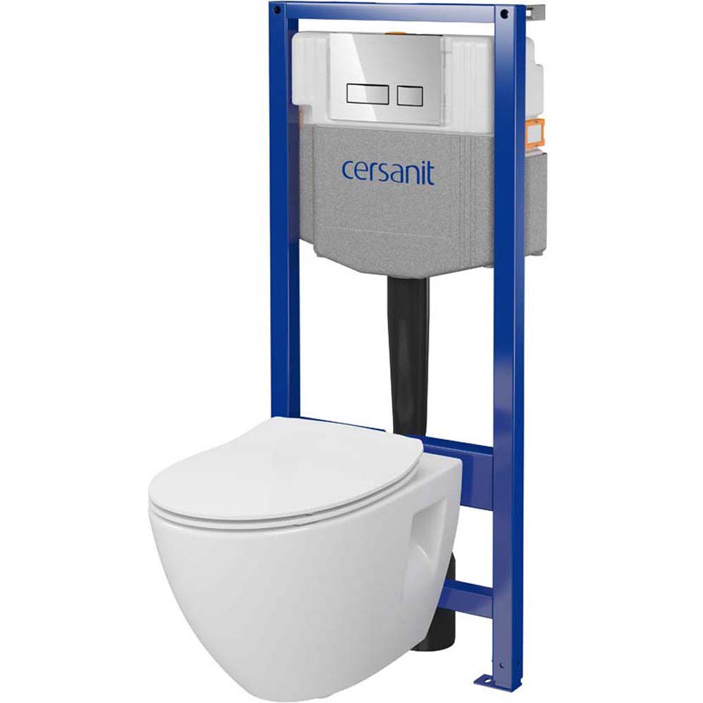 CERSANIT SYSTEM 50 mech podomítková sada, mísa Moduo Plus, deska, chromované tlačítko S701-769