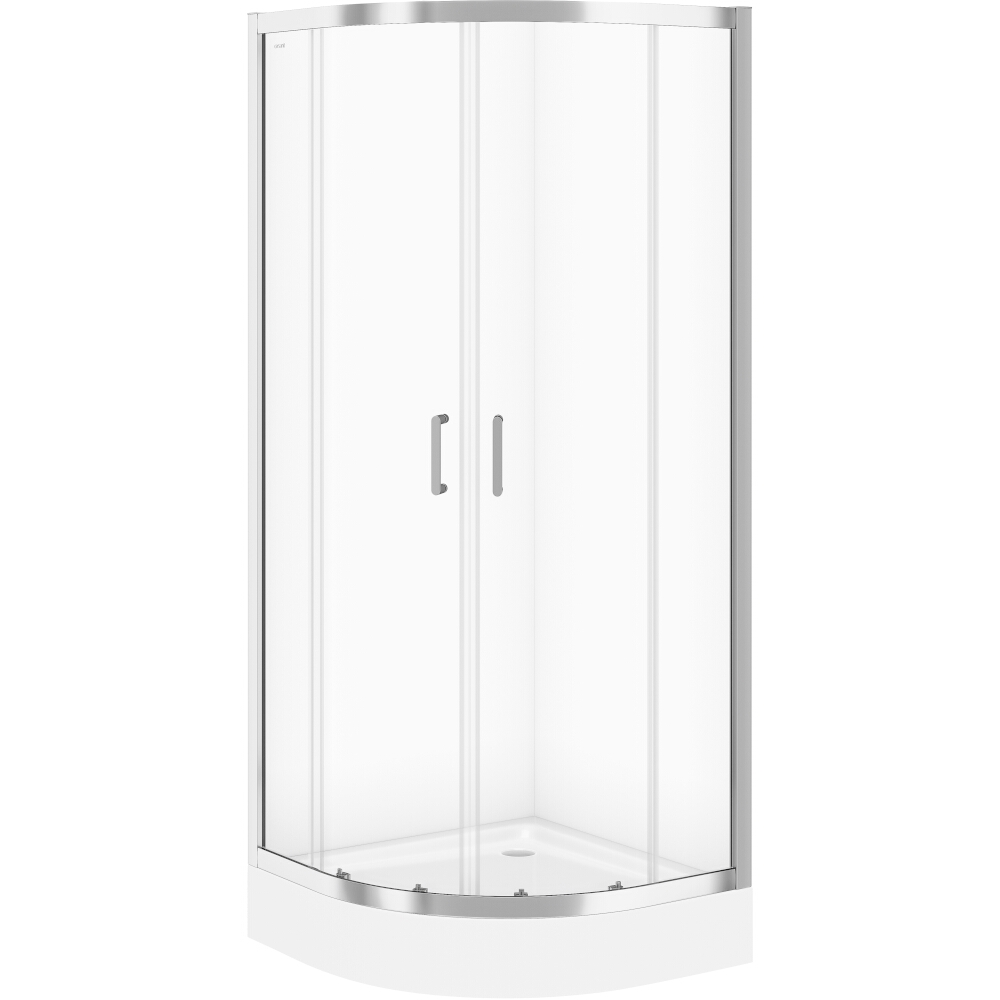 CERSANIT Set: Půlkruhový sprchový kout ZIP chrom 80x190 + sprchová vanička TAKO 80x16 S601-109