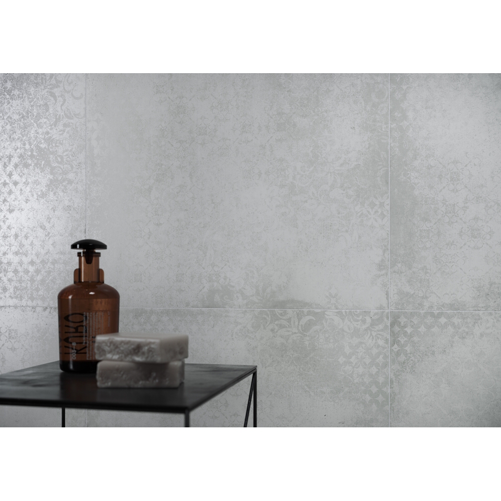 Glazované dlaždice Cersanit CEMENT STAMP white carpet mat 59,8x59,8 #234