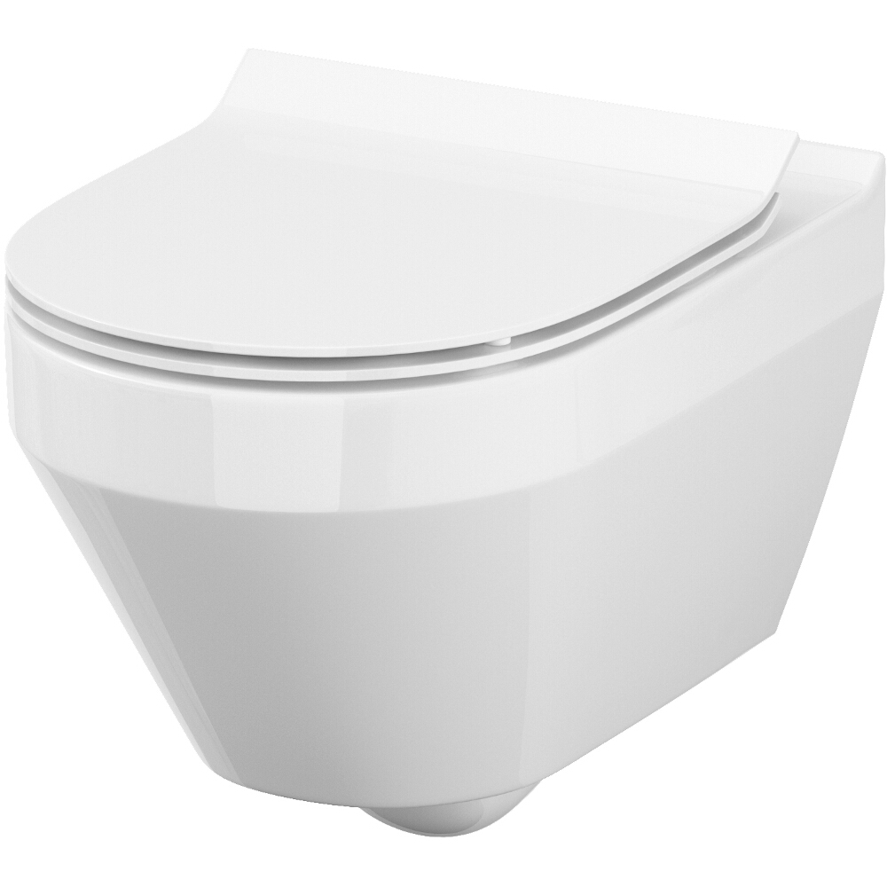 CERSANIT Závěsná WC mísa SET 906 MZ CREA NEW CO OVAL štíhlé duroplastové sedátko S701-212
