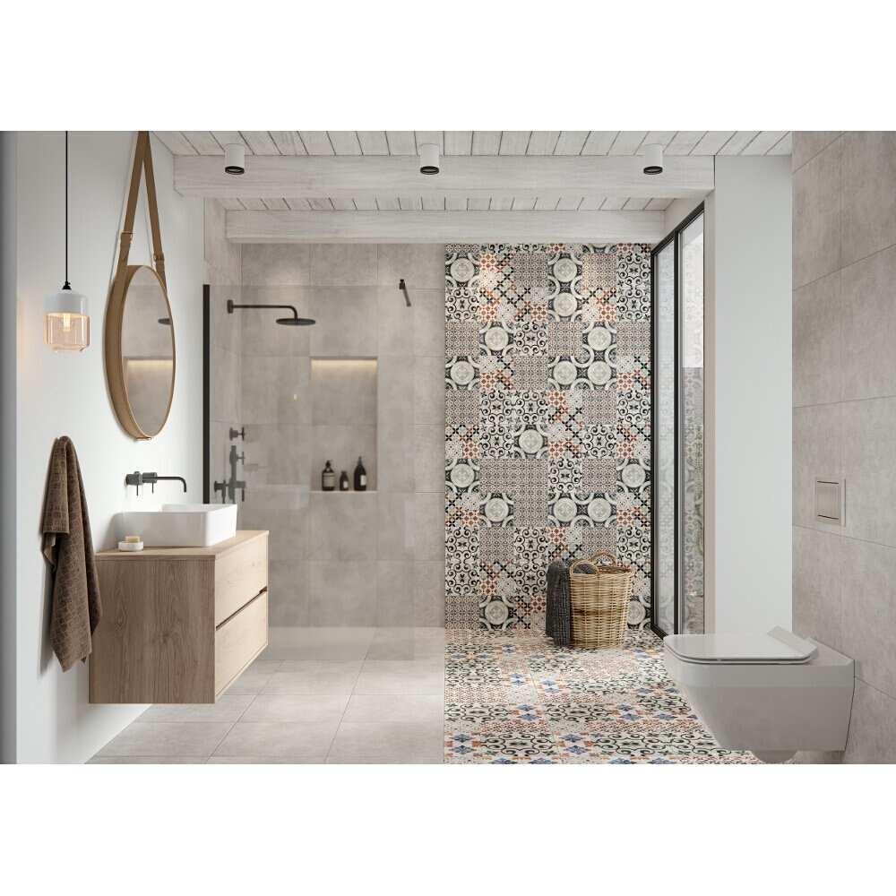 Glazované dlaždice PATCHWORK light grey satin 42x42
