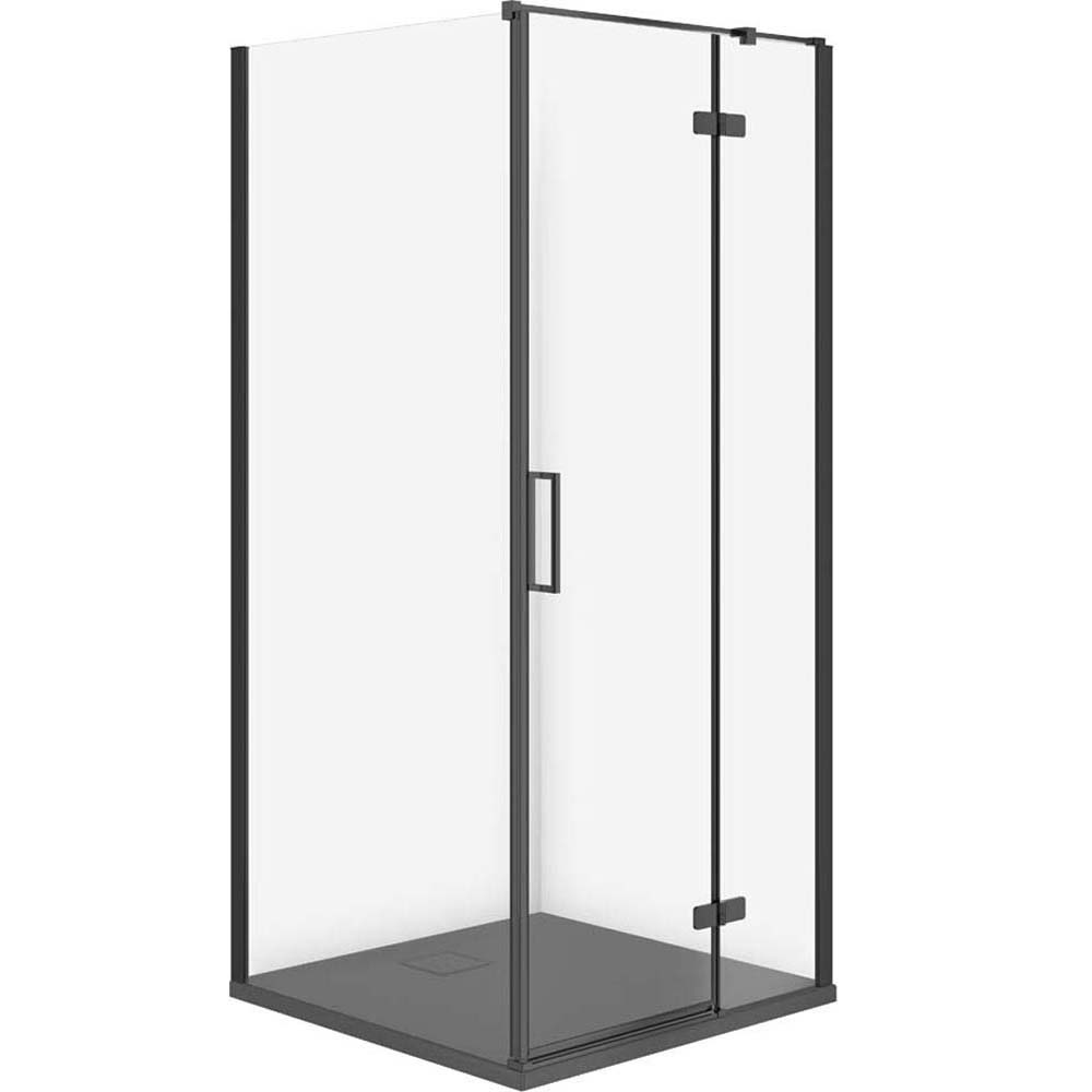 CERSANIT JOTA sprchový kout pravý černý 90x90 se sprchovou vaničkou TAKO slim šedý matný S601-326