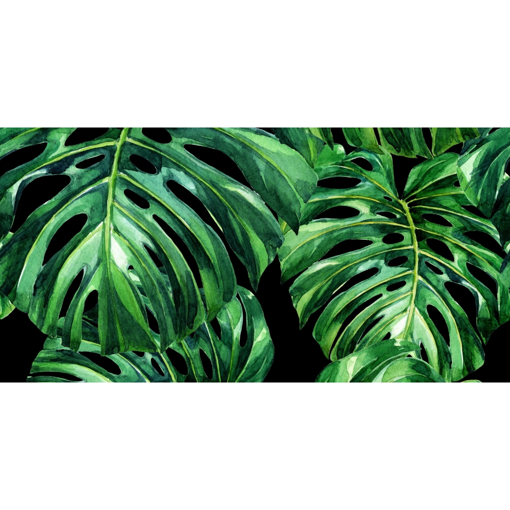 OBKLAD ALFA-CER MONSTERA BLACK DEC. B GLOSSY 29,8X59,8