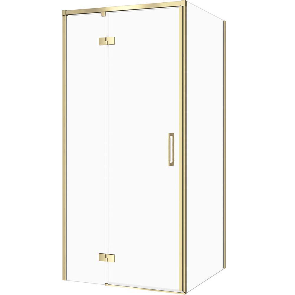 CERSANIT Čtvercový sprchový kout LARGA zlatý matný, levý 80x80 čiré sklo S601-462