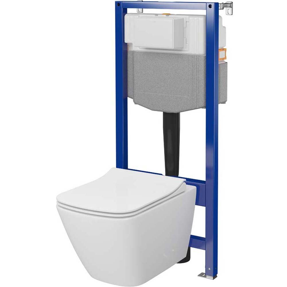 CERSANIT Podomítková sada AQUA 50 PNEU QF mísa CITY PRO SQUARE, duroplastová deska S701-891