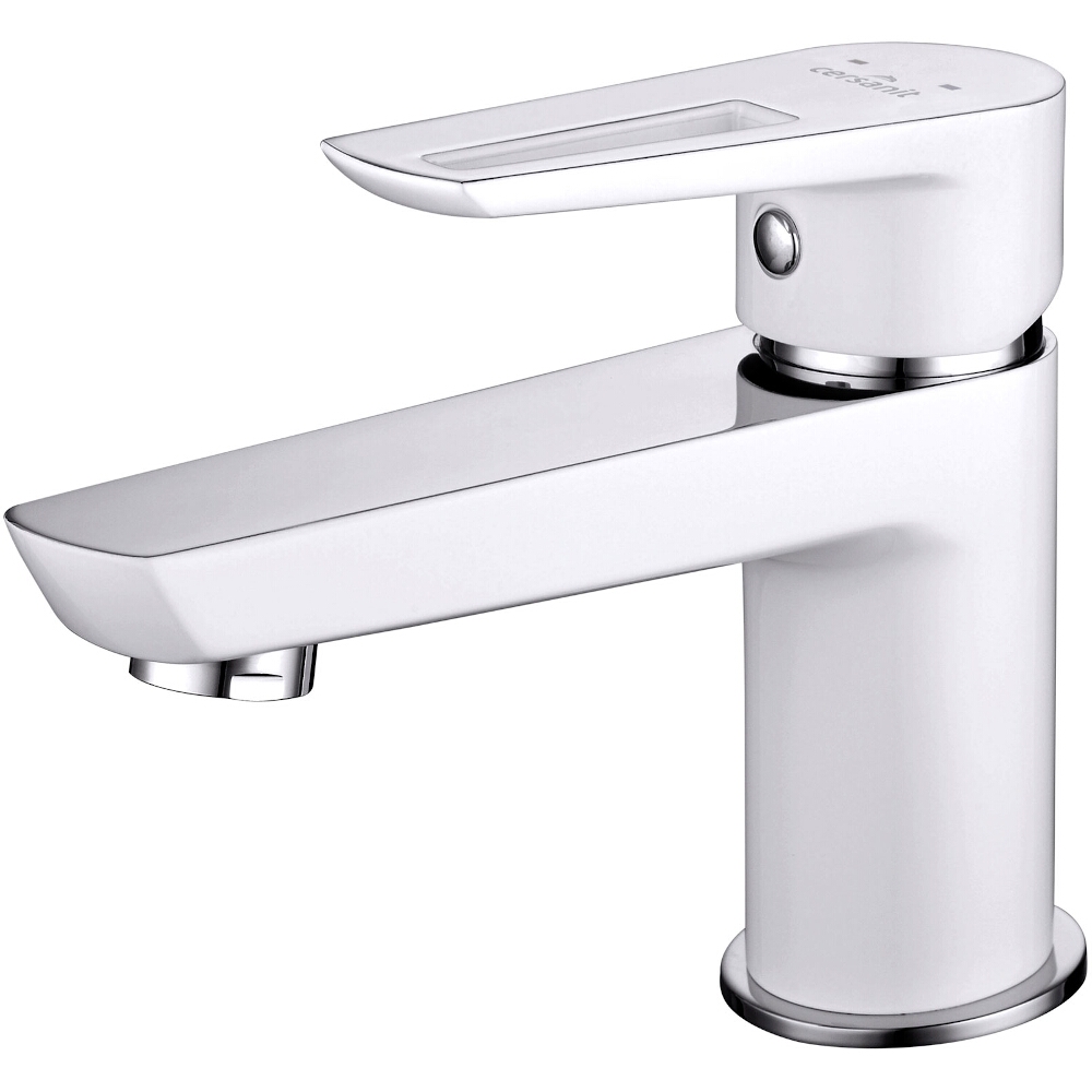 CERSANIT Umyvadlová baterie stojící na podlaze MILLE bílá s kovovou zátkou S951-047