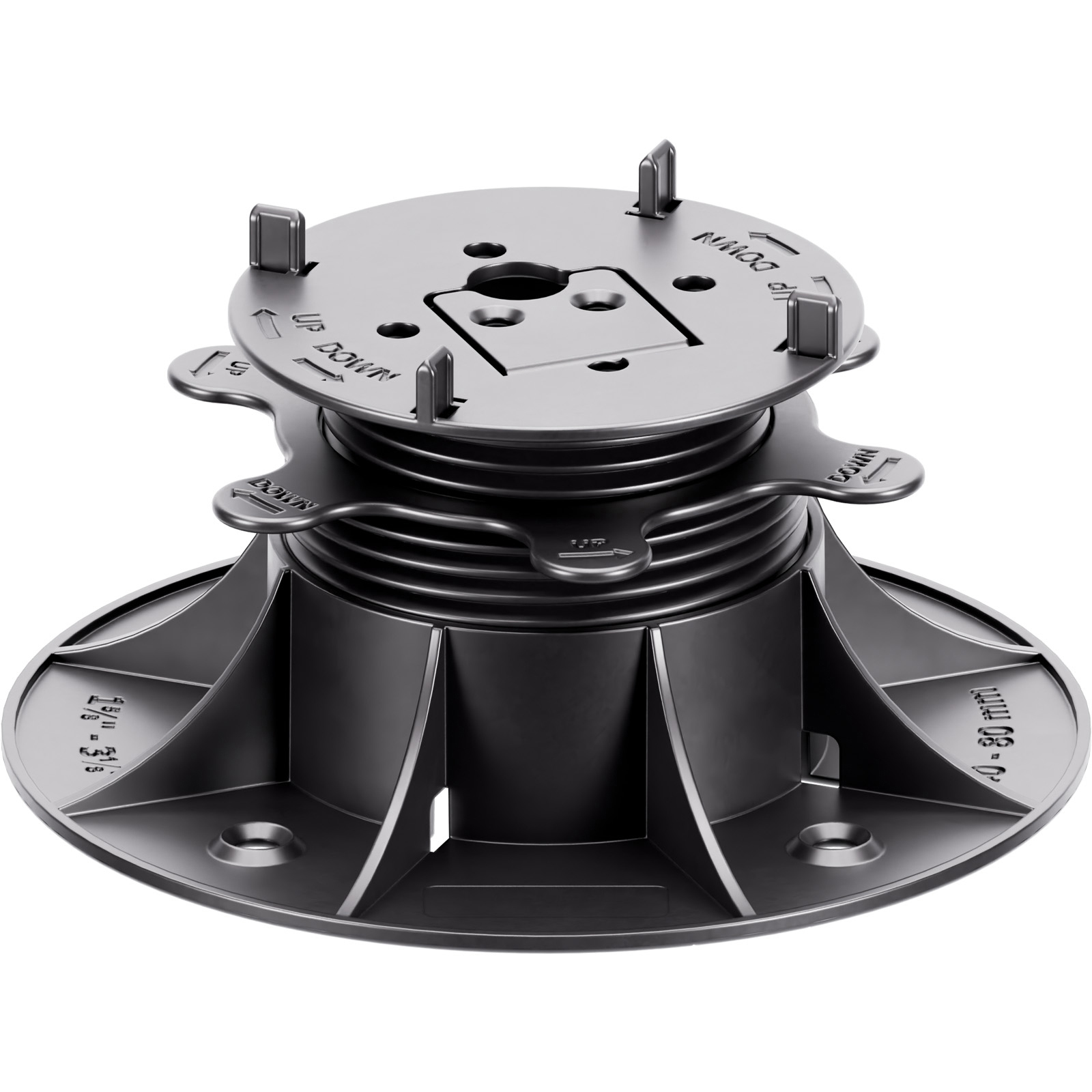 Nastavitelná podložka CLEVER LEVEL 40–80 mm pro odvětrávané terasy, spára 3 mm Nastavitelná podložka CLEVER LEVEL 40–80 mm pro odvětrávané terasy, spára 3 mm