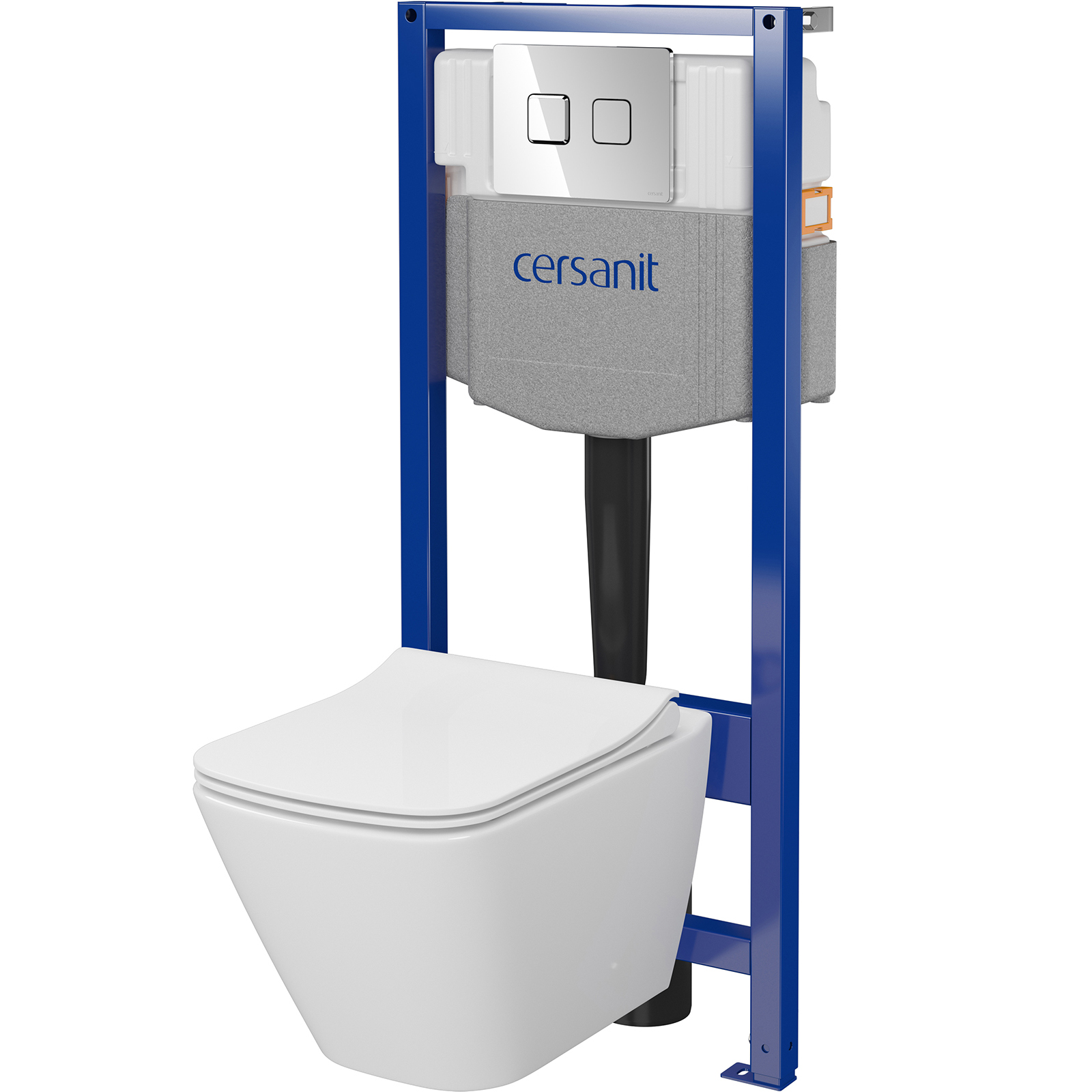 CERSANIT SYSTEM 50 pneumatická podomítková sada, CITY mísa, deska, chromované tlačítko S701-776