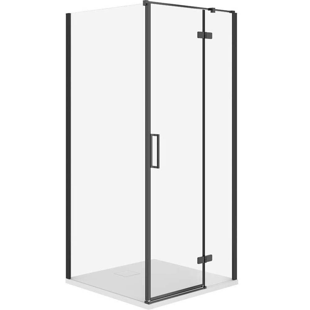 CERSANIT JOTA sprchový kout pravý černý 90x90 se sprchovou vaničkou TAKO slim bílý S601-170
