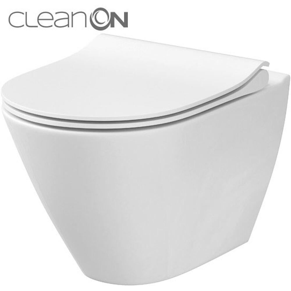 CERSANIT Závěsná WC mísa CITY OVAL NEW hranaté duroplastové sedátko antibakteriální pomalý pád easy release K701-104