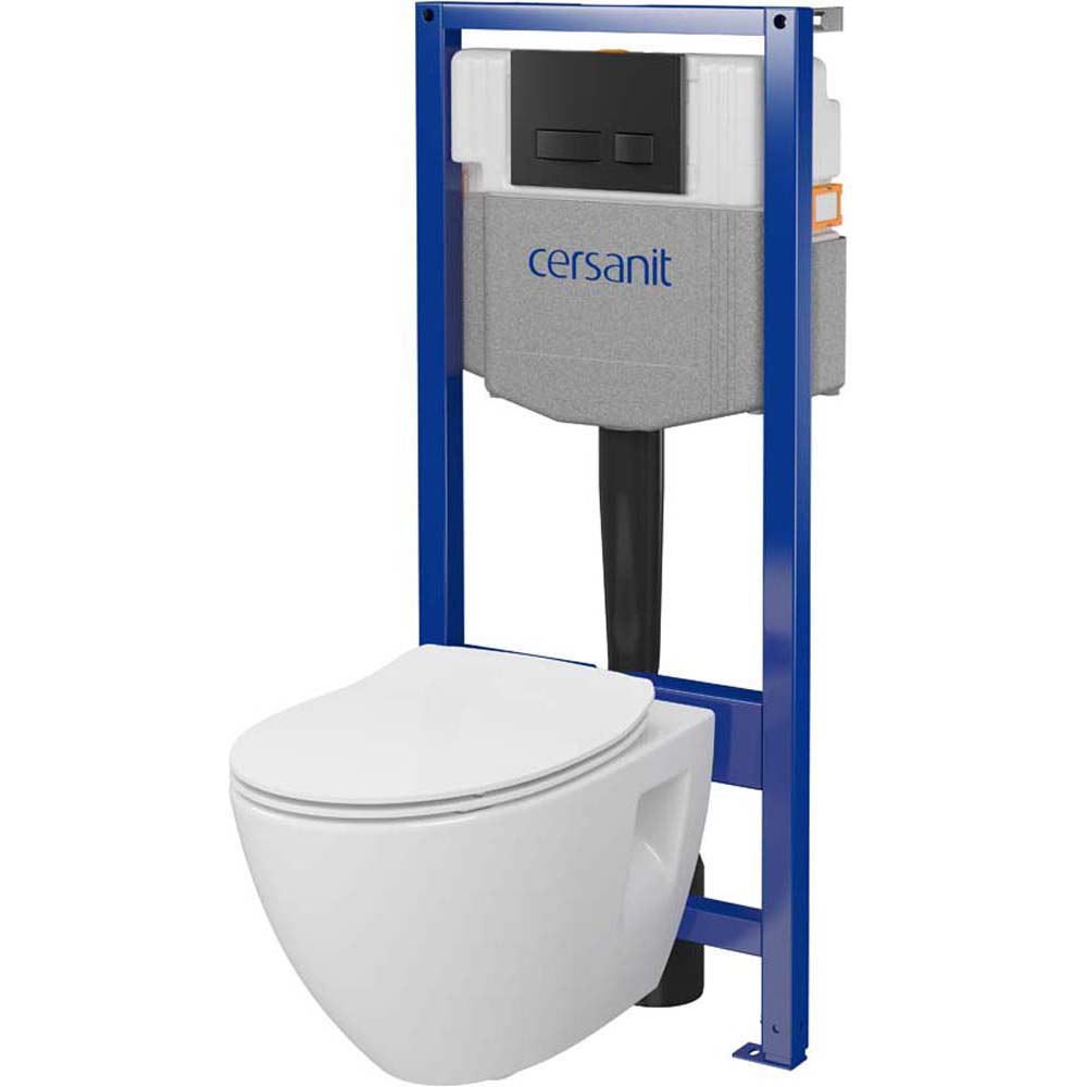 CERSANIT SYSTEM 50 mech podomítková sada, mísa Moduo Plus, deska, knoflík černá matná S701-766