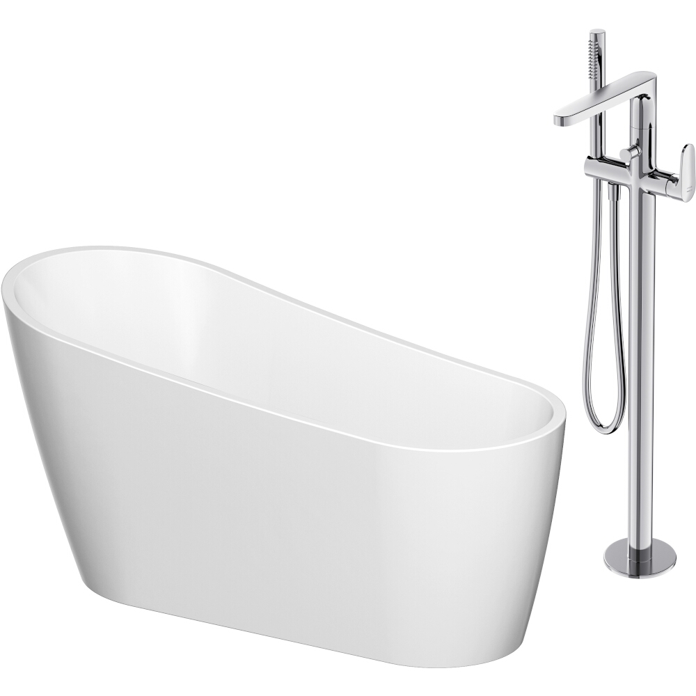 CERSANIT ZEN OVAL 167x72 volně stojící vanová sada s volně stojící baterií INVERTO S601-140