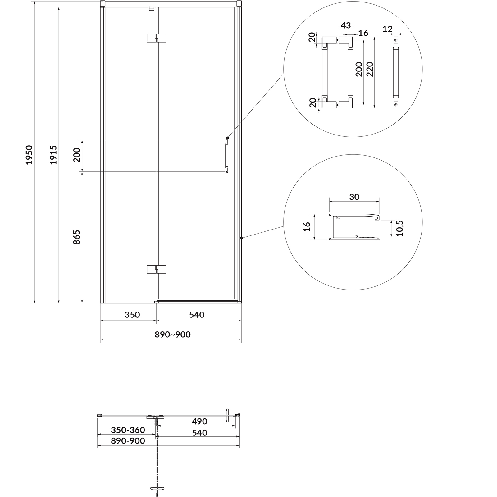 CERSANIT Čtvercový sprchový kout LARGA zlatý matný, levý 90x90 čiré sklo S601-466 CERSANIT Čtvercový sprchový kout LARGA zlatý matný, levý 90x90 čiré sklo S601-466