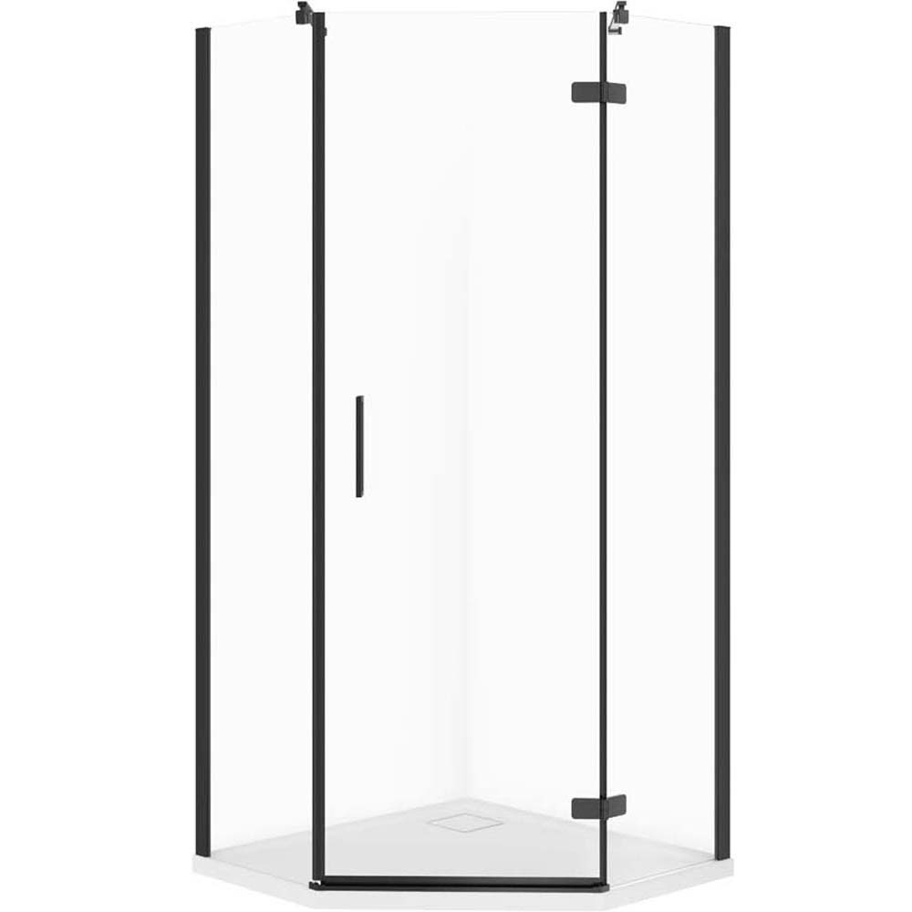 CERSANIT JOTA sprchový kout pětiúhelníkový pravý černý 80x80 se sprchovou vaničkou TAKO slim S601-161