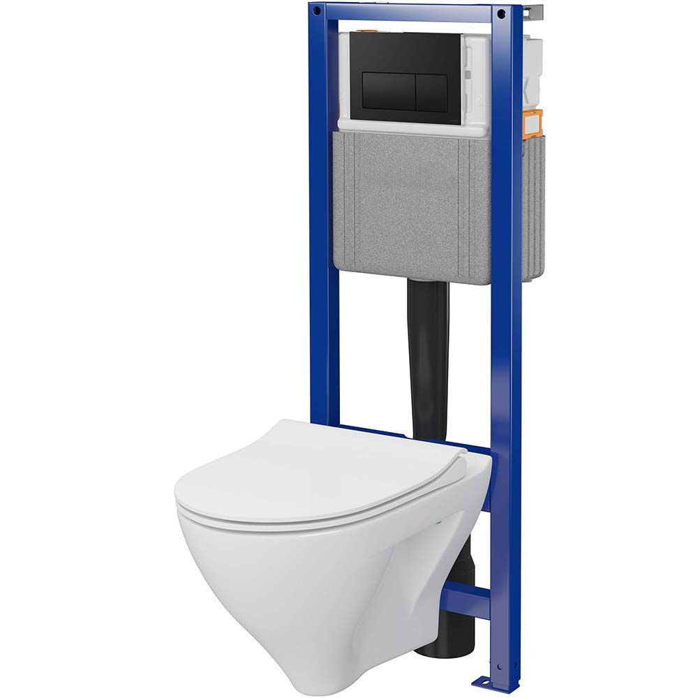 CERSANIT SYSTEM 40 mech podomítková sada, mísa s deskou MILLE, černé tlačítko S701-839