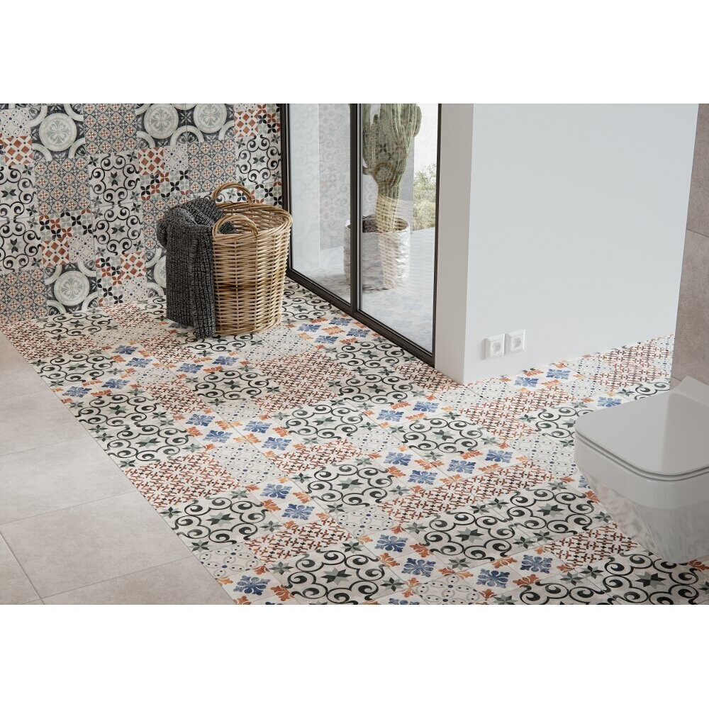 Glazované dlaždice PATCHWORK light grey satin 42x42