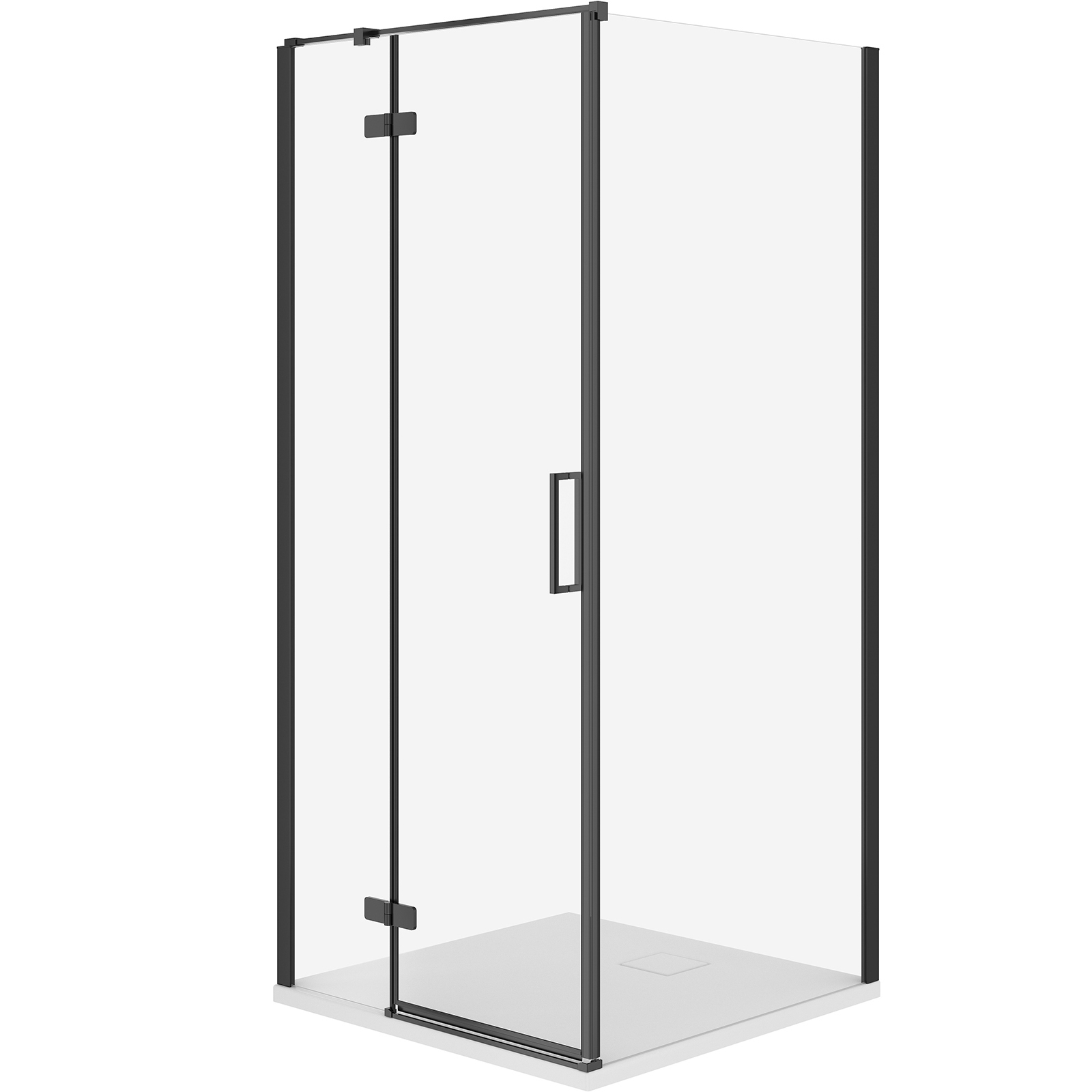 CERSANIT JOTA sprchový kout levý černý 80x80 se sprchovou vaničkou TAKO slim bílý S601-173