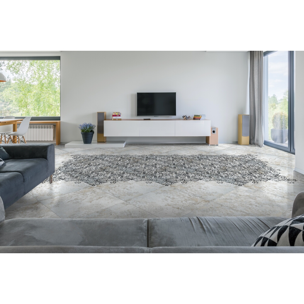 Glazované_dlaždice_hiszpański_Absolut_Keramika_MINDANAO_DECOR_black_satin_60,8x60,8_gat._I Glazované dlaždice hiszpański Absolut Keramika MINDANAO DECOR black satin 60,8x60,8 gat. I