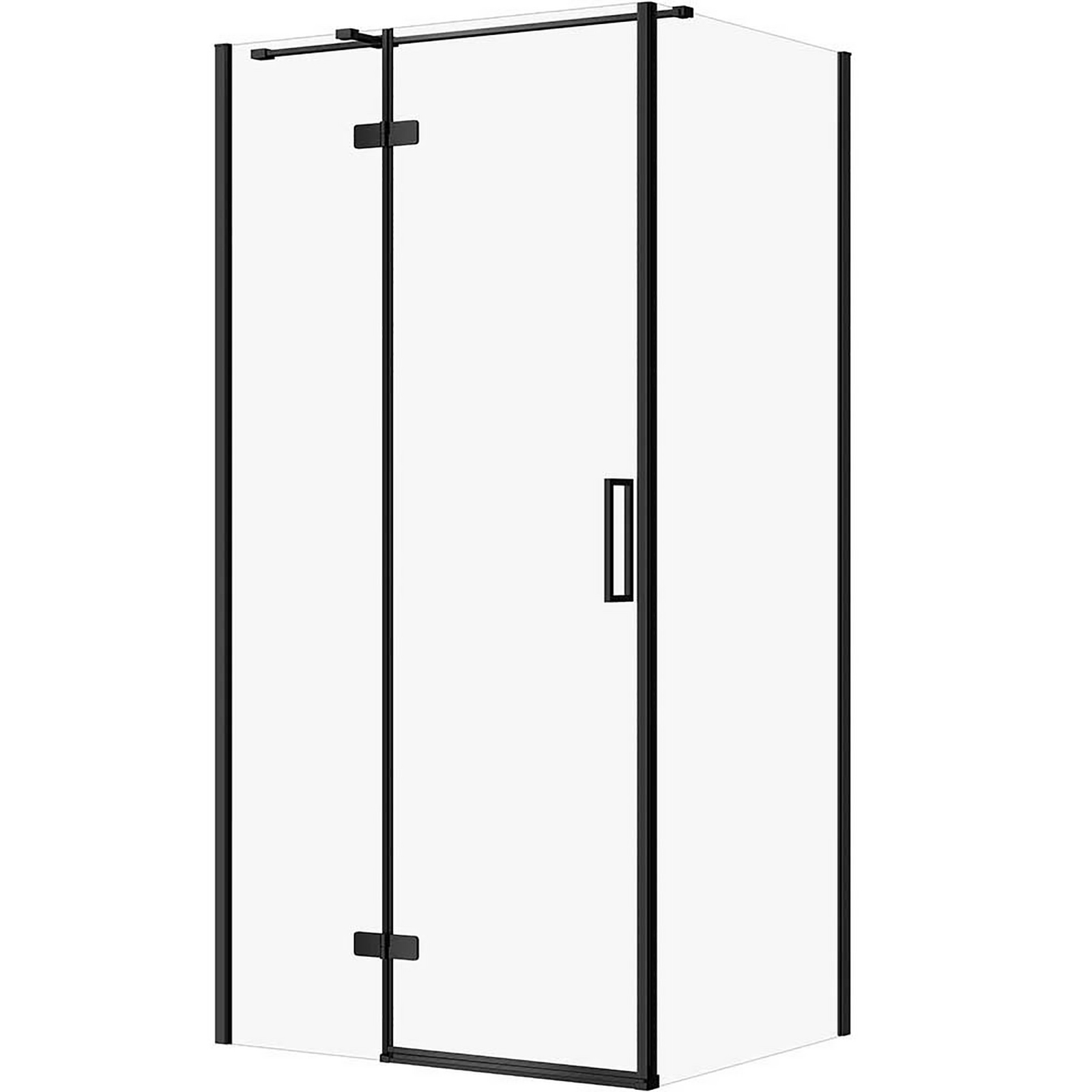 CERSANIT Hranatý sprchový kout JOTA 120x90 levý černý, čiré sklo S160-028