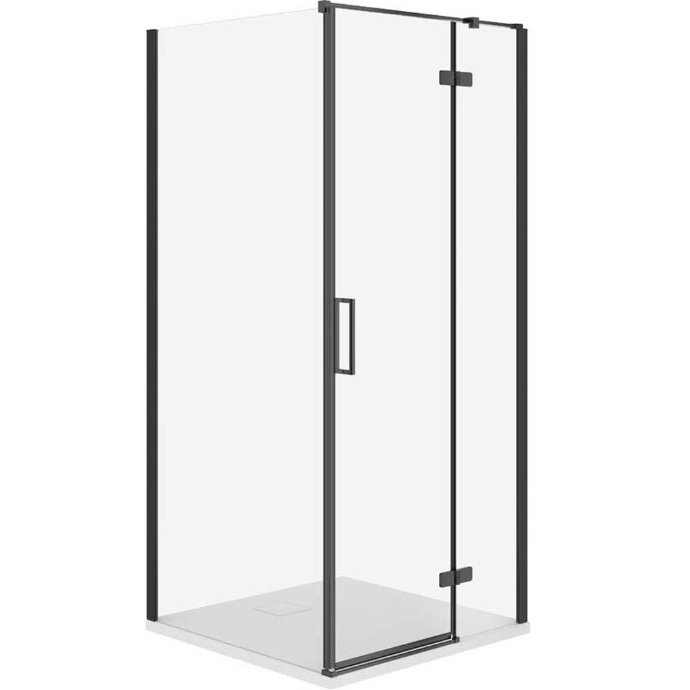 CERSANIT JOTA sprchový kout pravý černý 80x80 se sprchovou vaničkou TAKO slim bílý matný S601-148