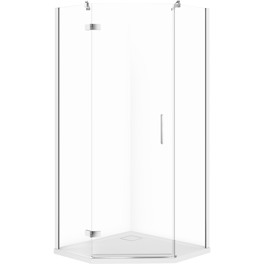 CERSANIT JOTA sprchový kout pětiúhelníkový levý chrom 90x90 se sprchovou vaničkou TAKO slim S601-164