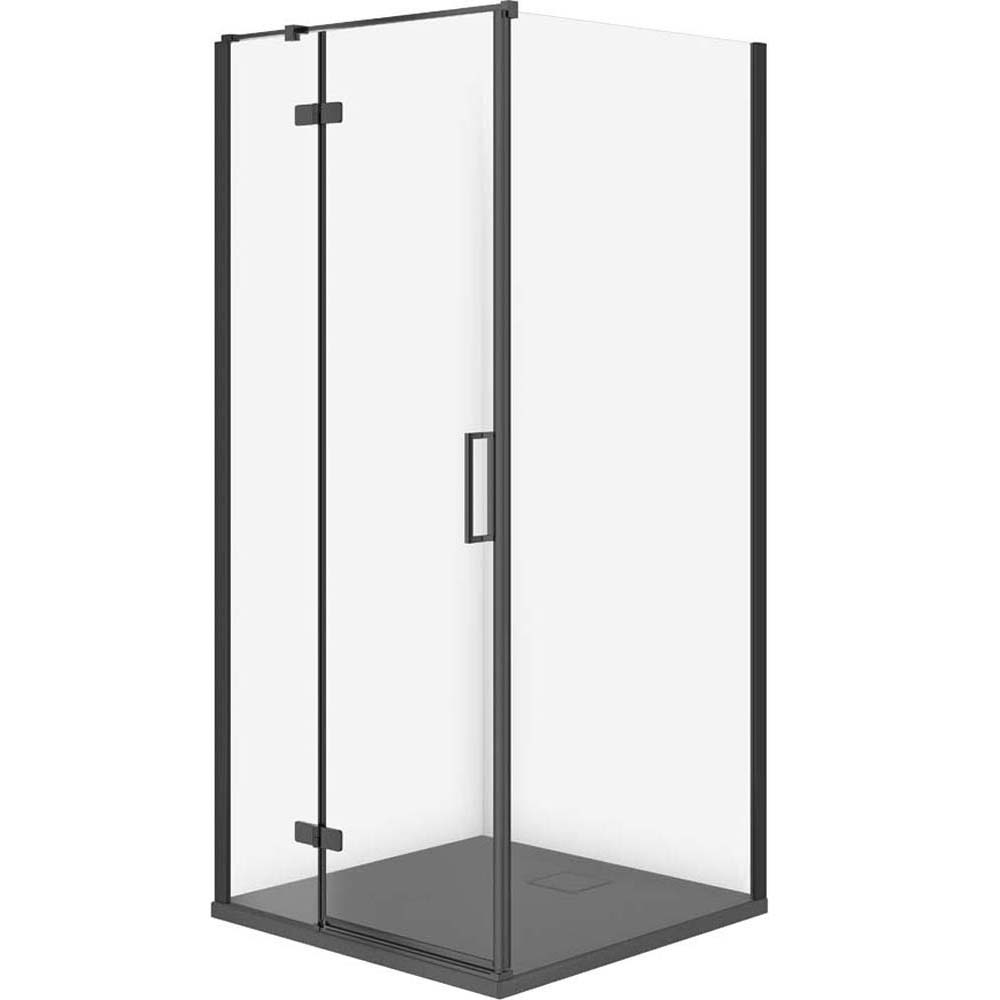 CERSANIT JOTA sprchový kout levý černý 90x90 se sprchovou vaničkou TAKO slim šedý matný S601-325